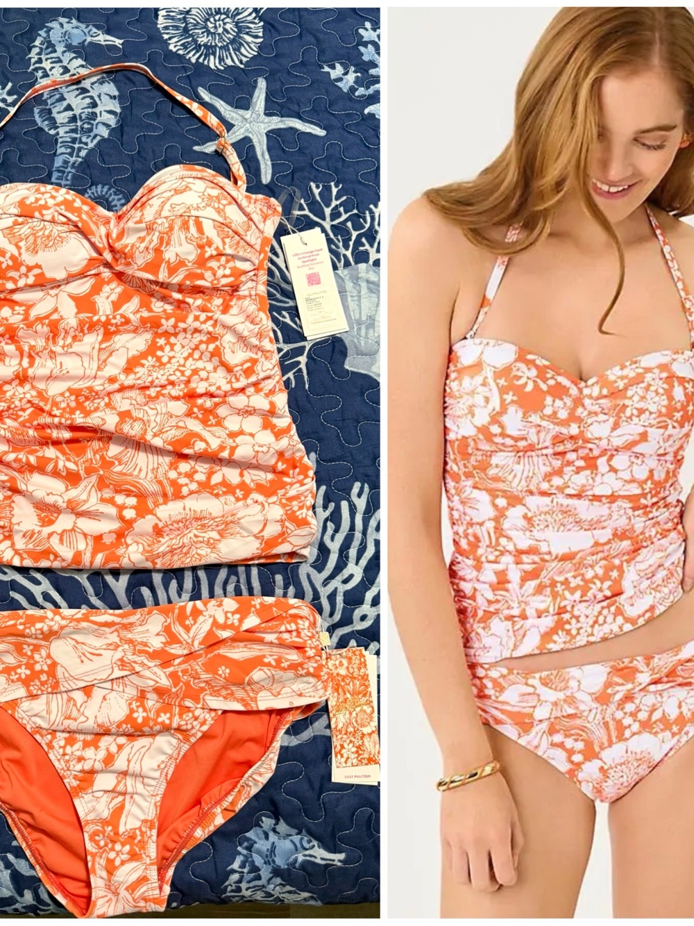 Lilly Pulitzer NWT Size 8 Flamenco tankini top & NWT Size 8 lagoon sarong swim